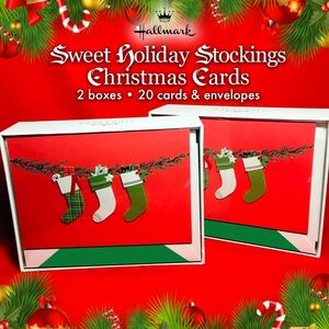 Hallmark Red and Green Holiday Stockings Cards